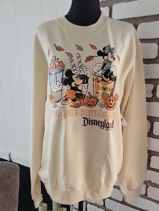 Disney Sweaters - Disney Cream Crewneck Sweatshirt with Fall Mickey & Minnie Graphic